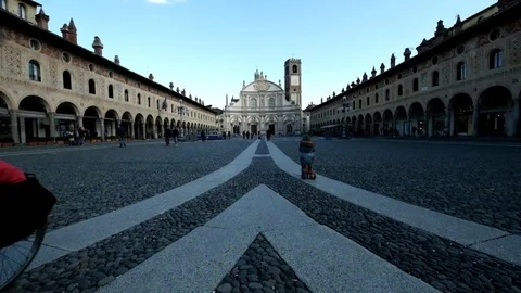 Vigevano, the duomo in Piazza Ducale 스톡 동영상 73964616