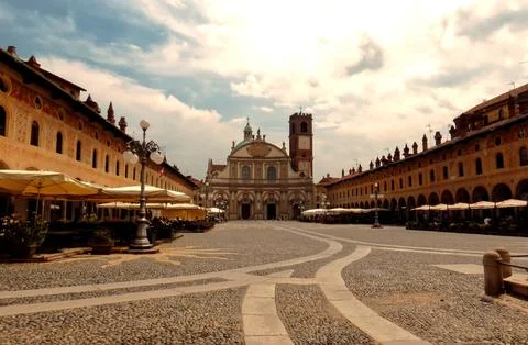 Vigevano, Piazza Ducale. Stock Photos