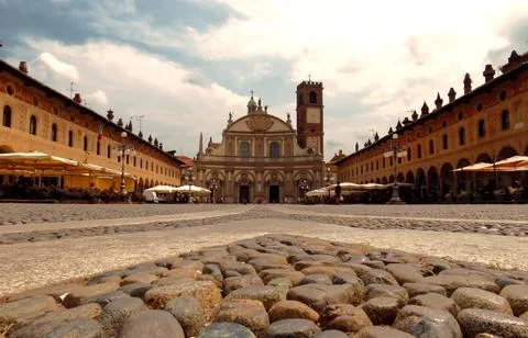 Vigevano, Piazza Ducale. Stock Photos