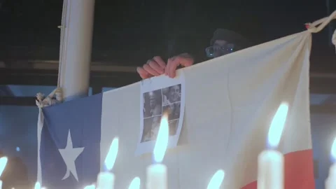 Vigil held for trapped workers at El Teniente mine in central Chile, Rancagua, C Stock Footage 314204009