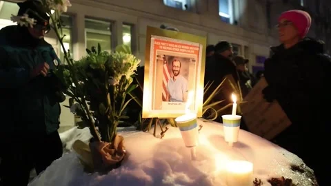Vigil held in Washington as protests spread over fatal shootings during ICE oper Stock Footage 327829390