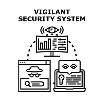 Vigilant security system ensuring data protection and privacy Stock Illustration