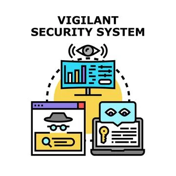 Vigilant security system ensuring data protection and privacy Stock Illustration