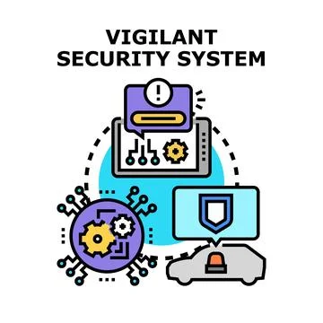 Vigilant security system protecting digital infrastructure Stock Illustration