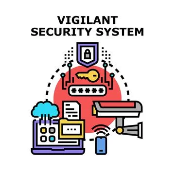 Vigilant security system technology providing digital data protection Stock Illustration