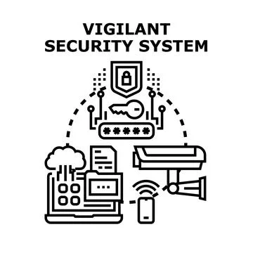 Vigilant security system technology providing digital data protection Stock Illustration