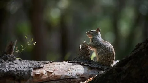 Vigilant Squirrel on Tree Branch Stock Photos