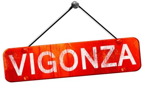 Vigonza, 3D rendering, a red hanging sign Stock Illustration