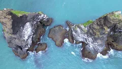 Vik Black beach Iceland Drone Stock Footage 282568129
