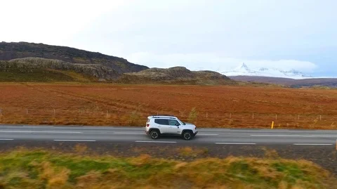 VIK, ICELAND - MAY 05, 2018. Jeep Renegade Unlimited four wheel drive Stock Footage 119994598