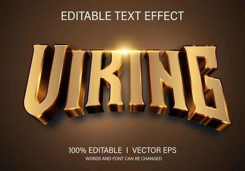 Viking 3d vector text effect with modern style design Stock Illustration