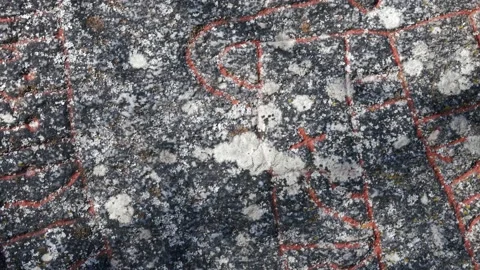 Viking age runestone panning close up Stock Footage 196302972