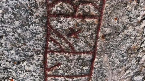 Viking age runestone panning close up Stock Footage 196303068
