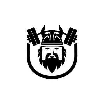 Viking barbell logo vector Stock Illustration