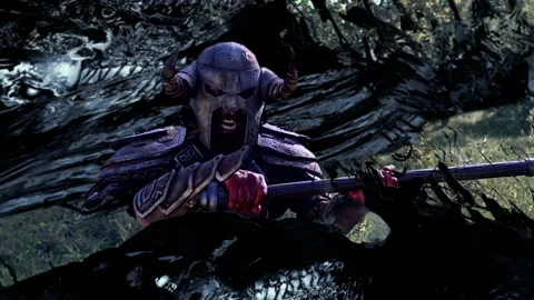 Viking. Battle with an evil spirit. Stock Footage 171276953