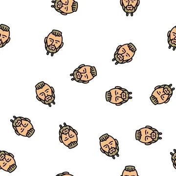 Viking beard hair style vector seamless pattern Stock Illustration