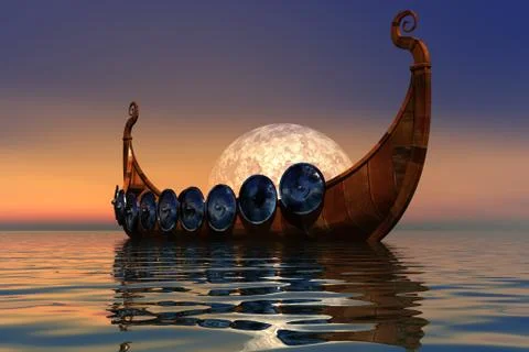 Viking boat  库存插图