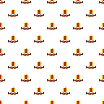 Viking boat pattern seamless vector Stock Illustration