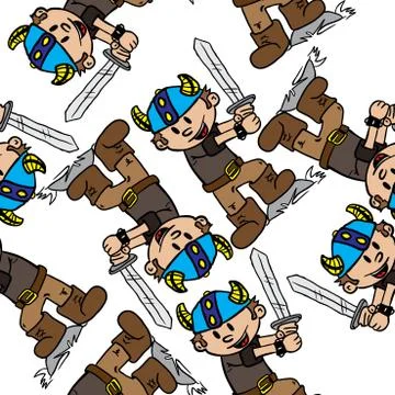 Viking boy pattern Stock Illustration