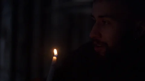 Viking candle look in camera in slow-mo flat image Stockbeeldmateriaal 89120238