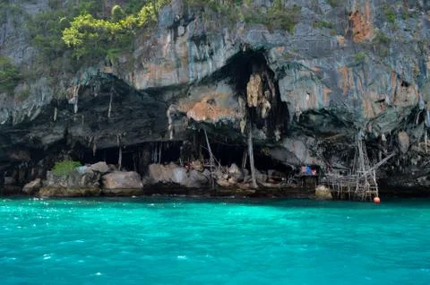 The Viking Cave in Phi Phi Islands Stock Photos