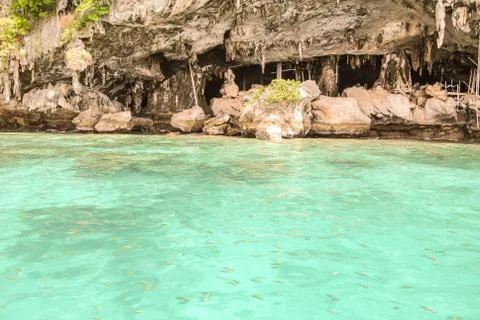 Viking cave at Phi-Phi Leh island in Krabi Stock Photos