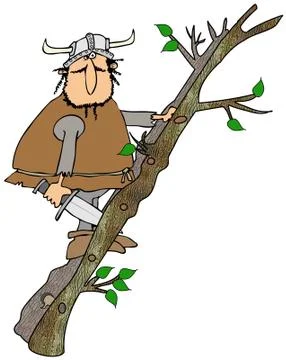 Viking climbing a ladder Stock Illustration