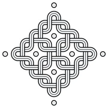 Viking Decoration Knot - Chained Rounded Squares Snake Frame Dot Corners Stock Illustration