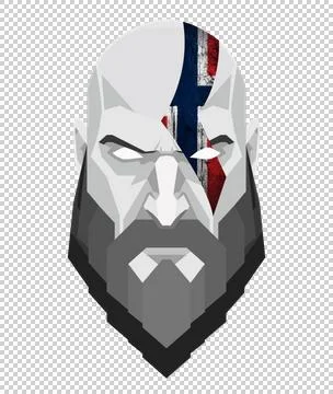 Viking face in polygon design, Mask, Mask, Stock Illustration