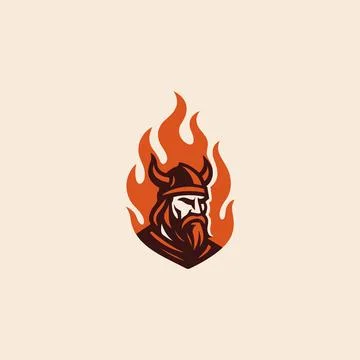 Viking fire burning logo 库存插图