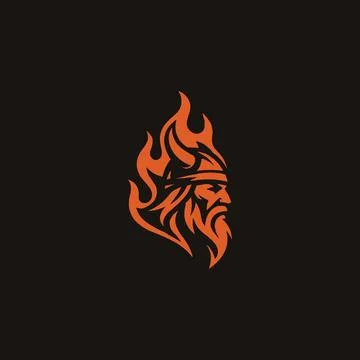 Viking fire burning logo Ilustração Stock