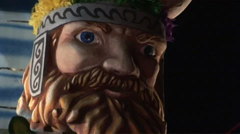 Viking float at Mardi Gras parade Stock Footage 8653377