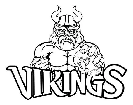 Viking Gamer Gladiator Warrior Controller Mascot Stock Illustration