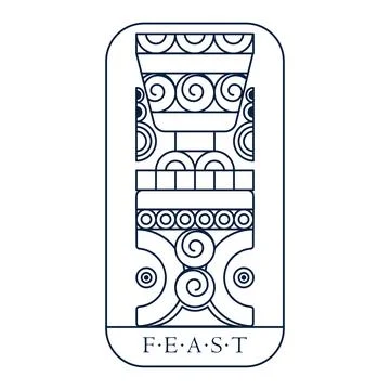 Viking goblet cup and table. Northern fantasy feast emblem Stock Illustration