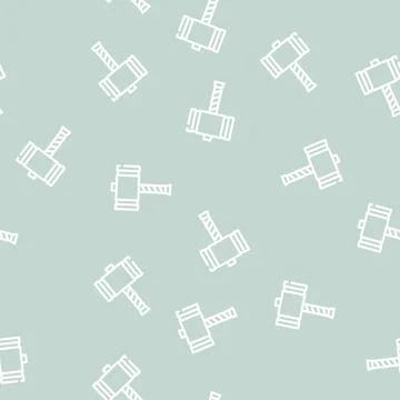 Viking hammer weapon line vector seamless pattern Stock Illustration