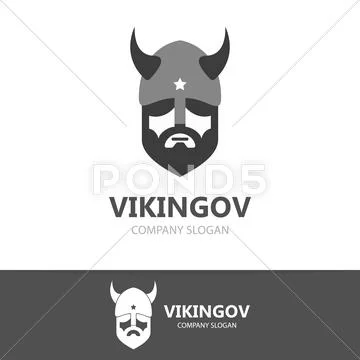 Viking head logo vector design. Head of warrior symbol or icon Stock Illustration