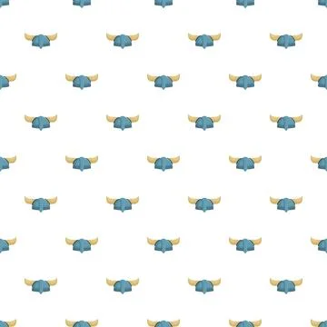 Viking helmet horn pattern repeating on background Stock Illustration