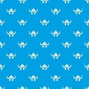 Viking helmet knight pattern vector seamless blue Stock Illustration