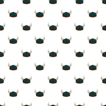 Viking horned helmet repeating pattern seamless background Stock Illustration