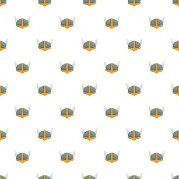 Viking horned helmets creating seamless pattern background 스톡 일러스트