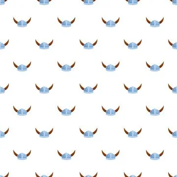 Viking horned helmets repeating on white background pattern Illustrazione stock