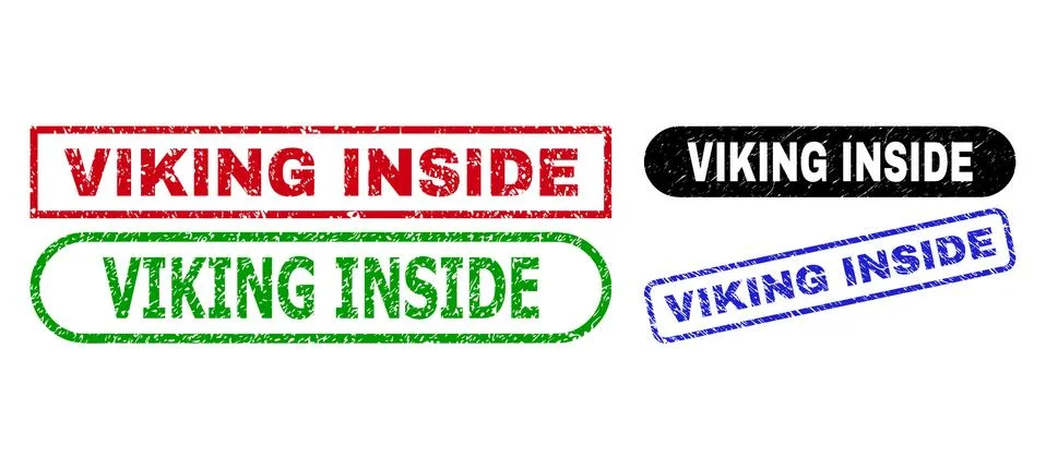 VIKING INSIDE Rectangle Watermarks with Rubber Style Stock Illustration
