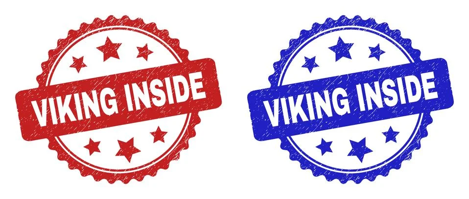 VIKING INSIDE Rosette Watermarks Using Scratched Texture Stock Illustration