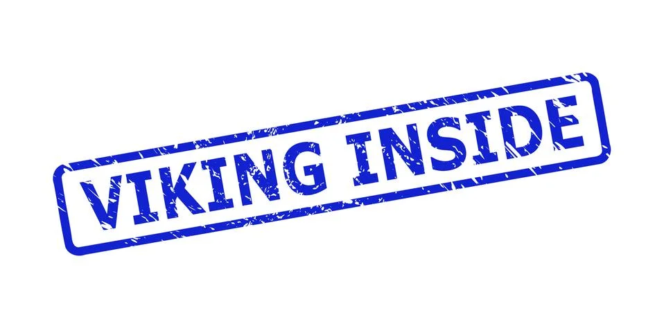 VIKING INSIDE Stamp Seal with Unclean Style and Rounded Rect Frame Stock Illustration