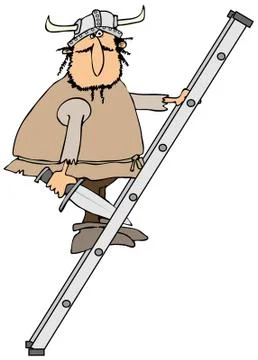 Viking on a ladder Stock Illustration