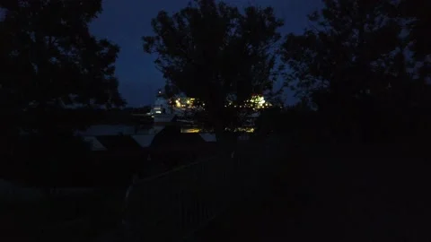 Viking line ferry passing behind trees at night Stock Footage 137965200
