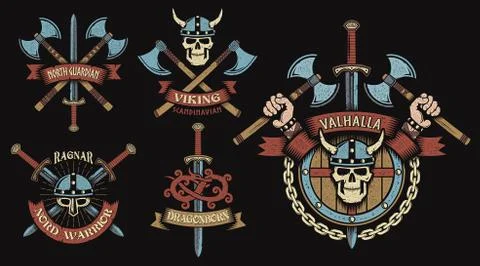 Viking logo, emblems Stock Illustration
