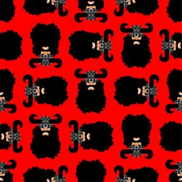 Viking pattern seamless. Battle gnome with beard background. vector texture Stock Illustration