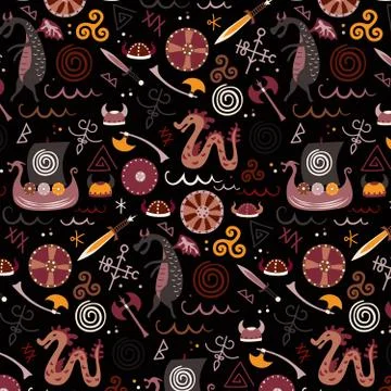 Viking pattern seamless design graphic Illustrazione stock