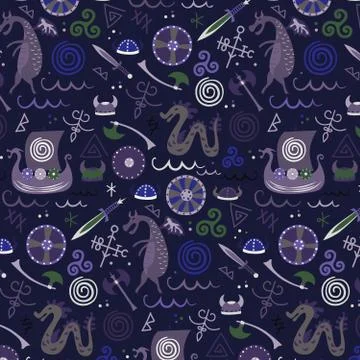 Viking pattern seamless design graphic Illustrazione stock